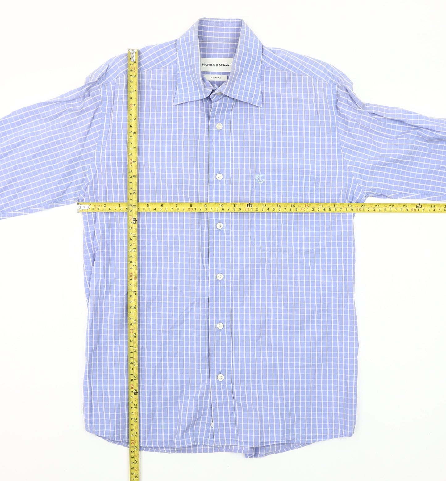 Marco Capelli Men's Blue Medium Check Long Sleeve Button-Up Shirt