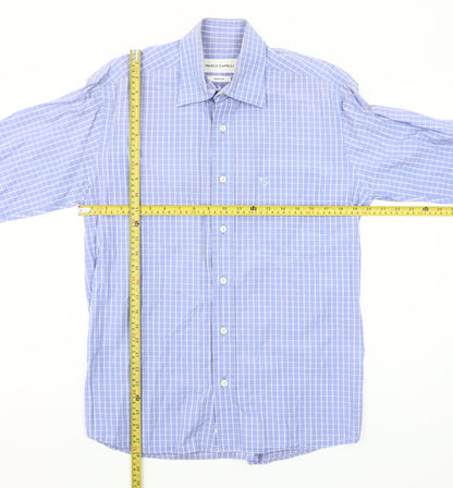 Marco Capelli Men's Blue Medium Check Long Sleeve Button-Up Shirt