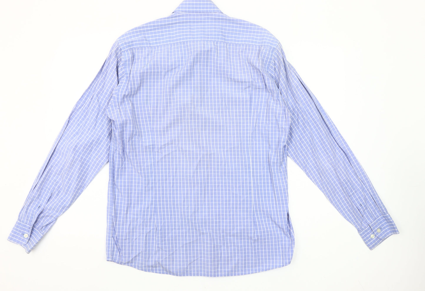 Marco Capelli Men's Blue Medium Check Long Sleeve Button-Up Shirt