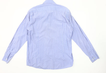 Marco Capelli Men's Blue Medium Check Long Sleeve Button-Up Shirt