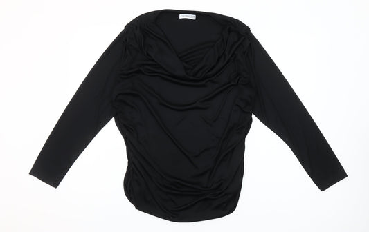 Additional front view of Gallery Women’s Black XL Cowl Neck Long Sleeve Blouse