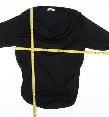 Gallery Women’s Black XL Cowl Neck Long Sleeve Blouse