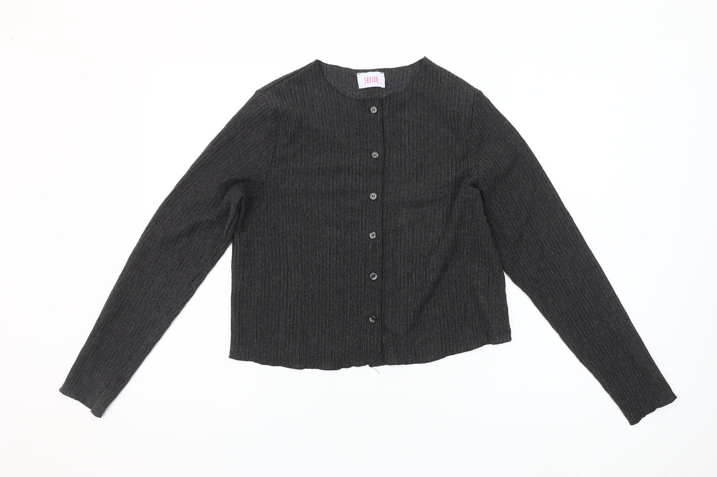 Savida Womens Grey Button-Up Top Size 12 Long Sleeve Knitwear