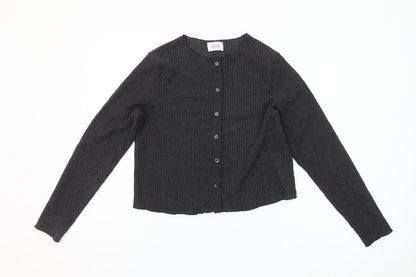 Savida Womens Grey Button-Up Top Size 12 Long Sleeve Knitwear
