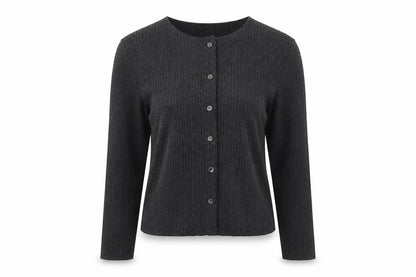 Savida Womens Grey Button-Up Top Size 12 Long Sleeve Knitwear