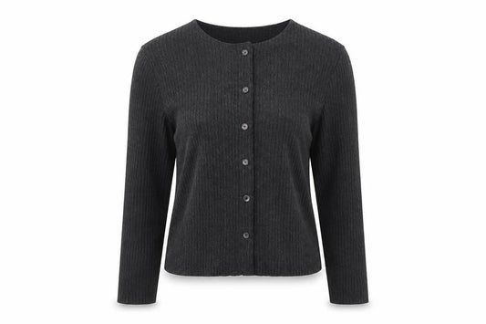 Savida Womens Grey Button-Up Top Size 12 Long Sleeve Knitwear