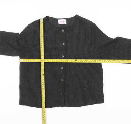 Savida Womens Grey Button-Up Top Size 12 Long Sleeve Knitwear