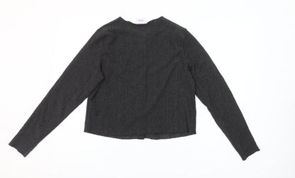 Savida Womens Grey Button-Up Top Size 12 Long Sleeve Knitwear