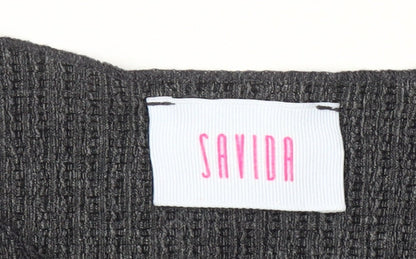 Savida Womens Grey Button-Up Top Size 12 Long Sleeve Knitwear
