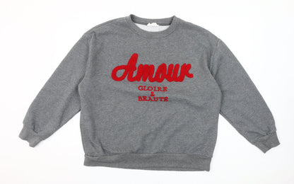 Inspiration Studio Womens Grey Sweatshirt M Logo Pullover Casual