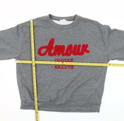 Inspiration Studio Womens Grey Sweatshirt M Logo Pullover Casual