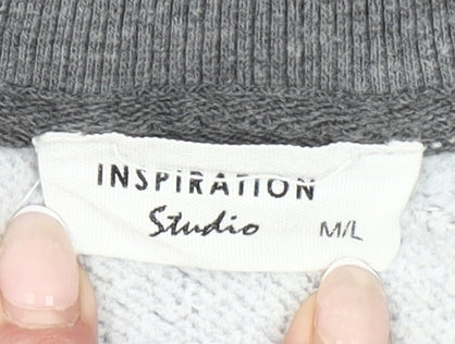 Inspiration Studio Womens Grey Sweatshirt M Logo Pullover Casual