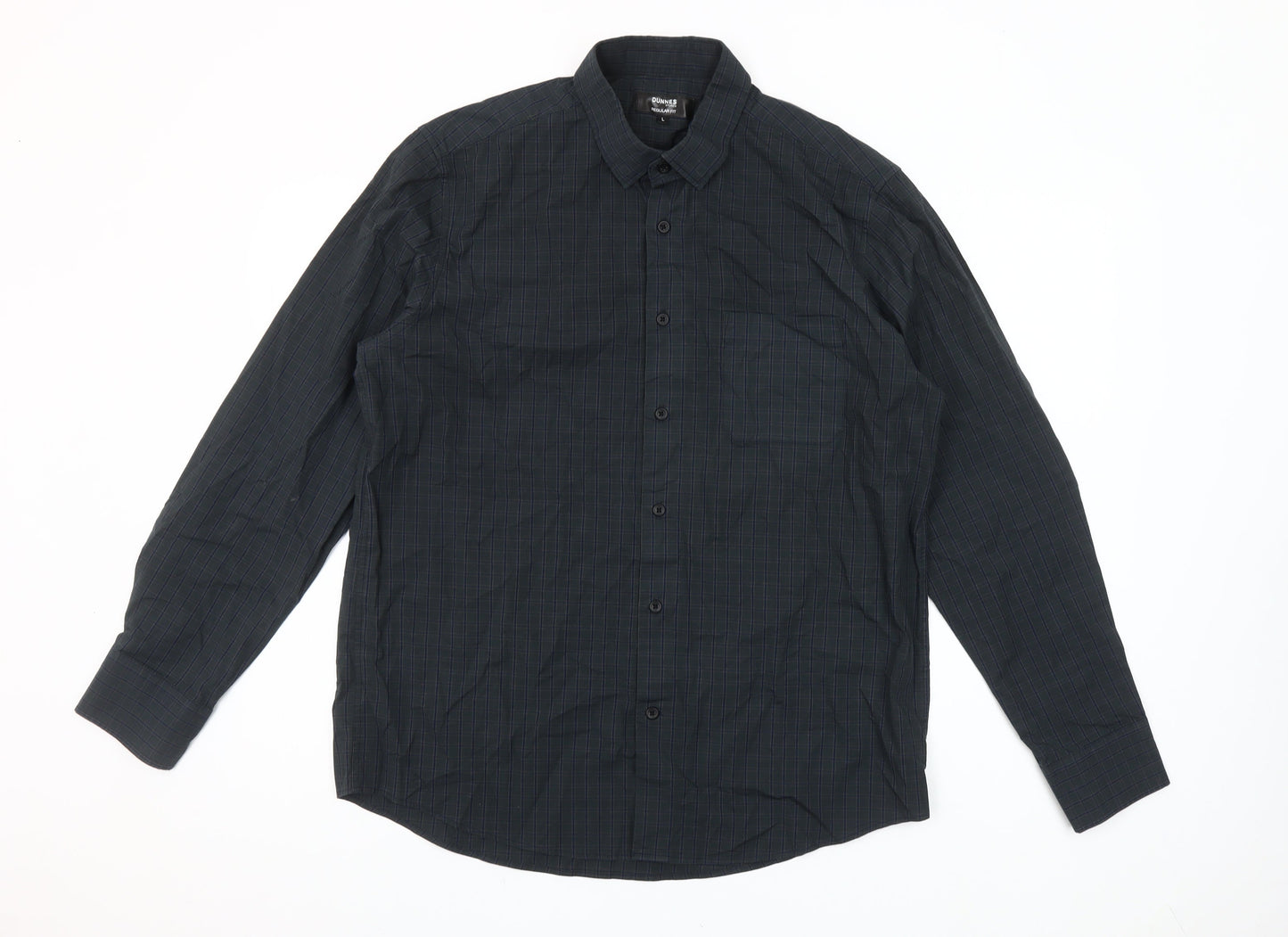 Dunnes Stores Men’s Grey Check Long Sleeve Cotton Shirt L