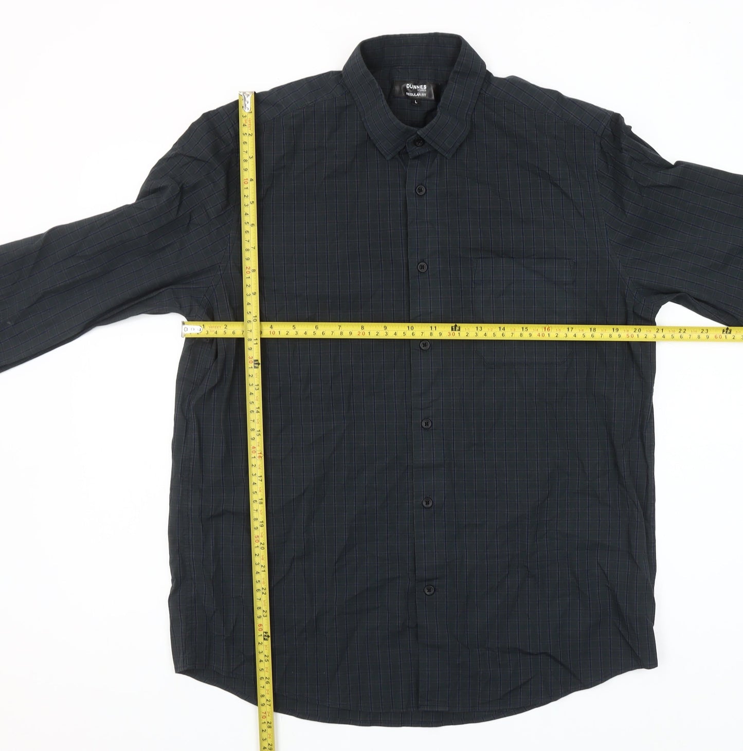 Dunnes Stores Men’s Grey Check Long Sleeve Cotton Shirt L