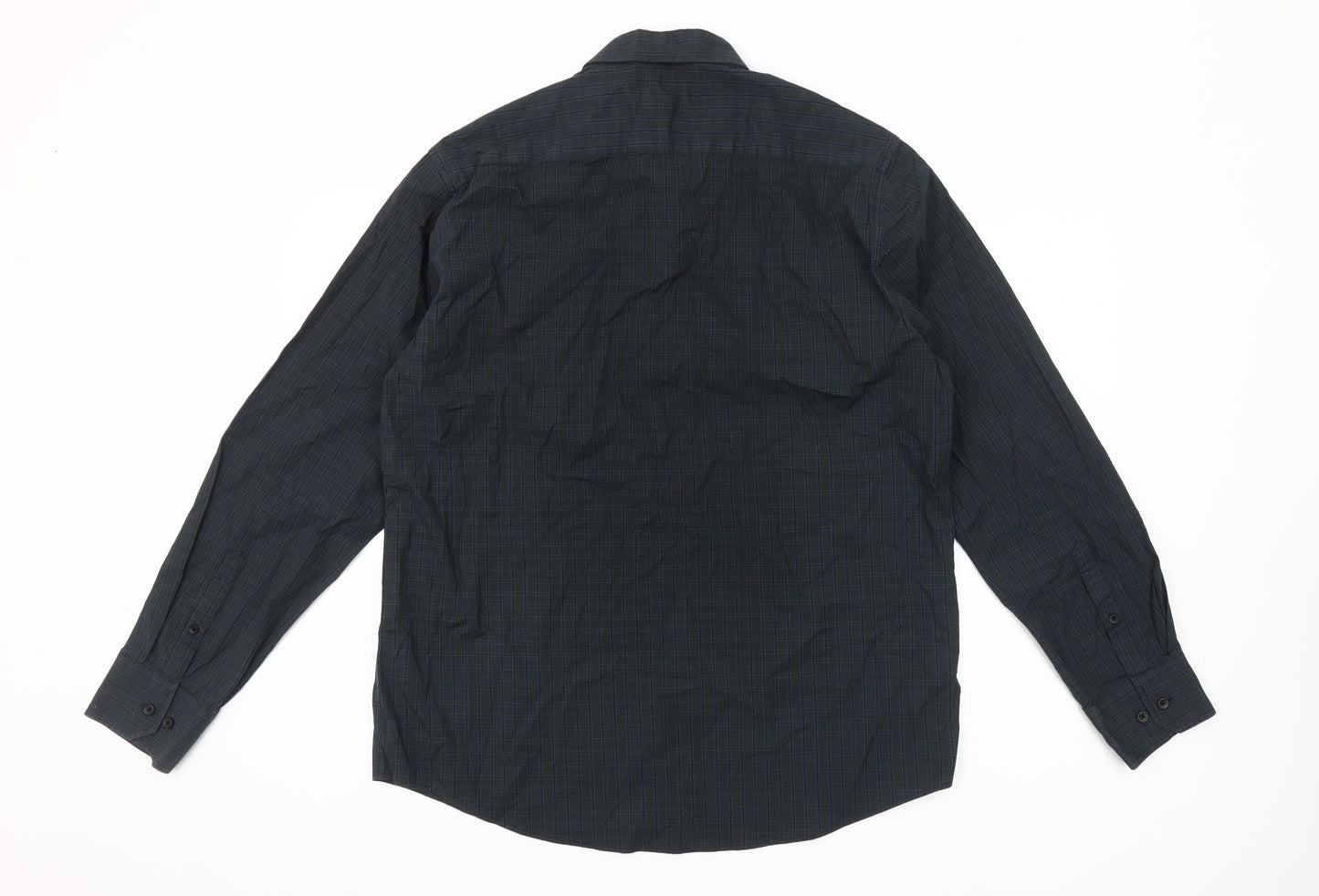Dunnes Stores Men’s Grey Check Long Sleeve Cotton Shirt L