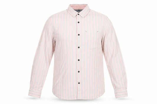 Front view of John Rocha Men’s Pink Striped Cotton Button-Up Shirt L Casual