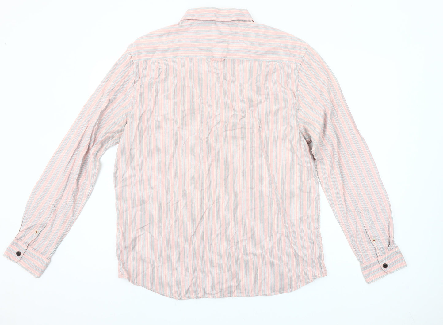 John Rocha Men’s Pink Striped Cotton Button-Up Shirt L Casual