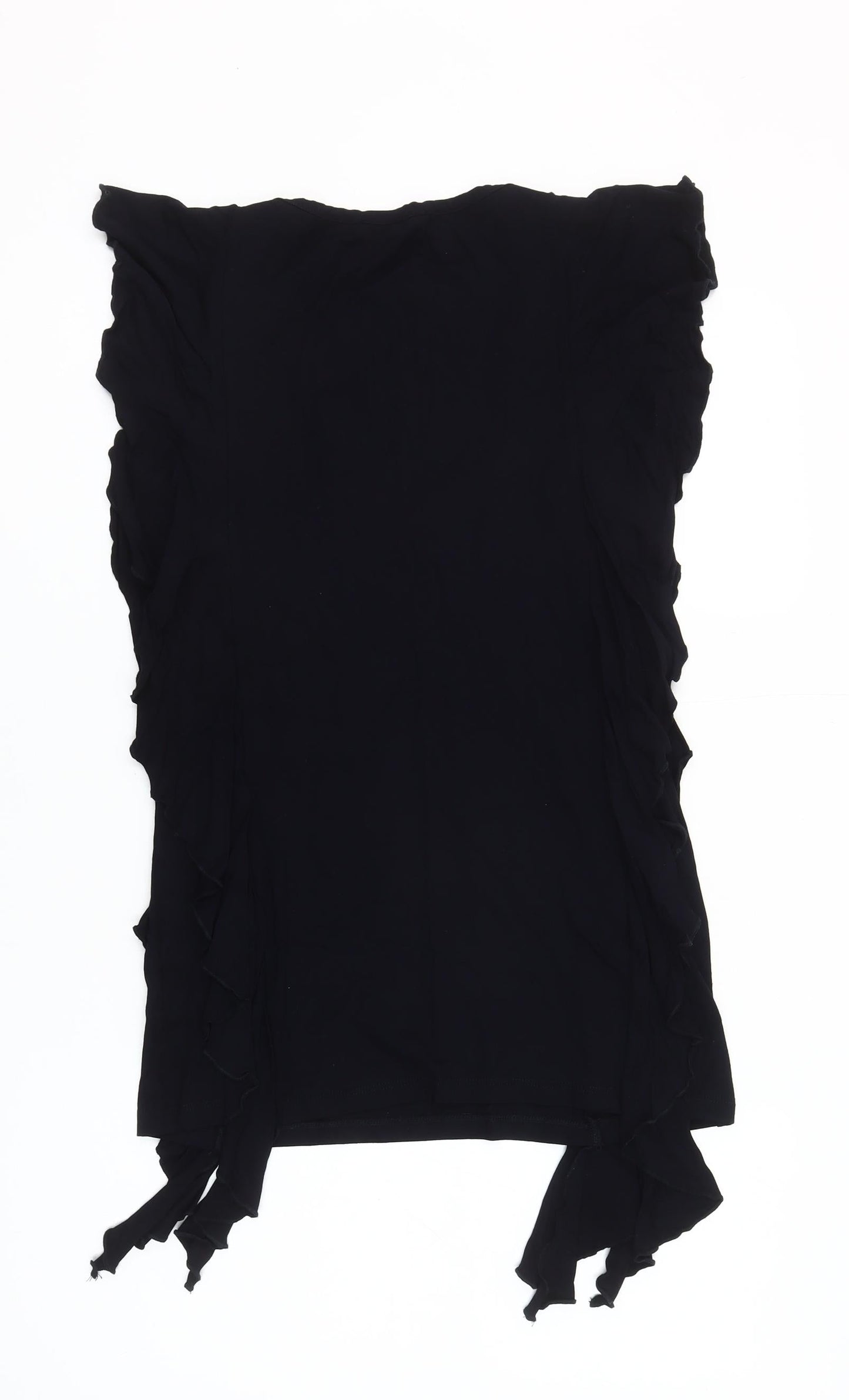 Twist Women’s Black Ruffle Tunic Blouse Size L Sleeveless Scoop Neck