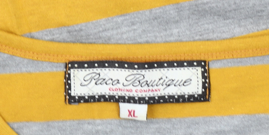 Paco Boutique Women’s Multicoloured XL Long Sleeve Striped T-Shirt