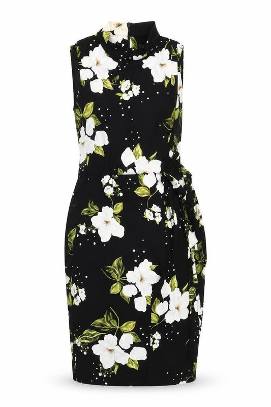 River Island Womens Black Floral Sheath Dress Size 12 Sleeveless