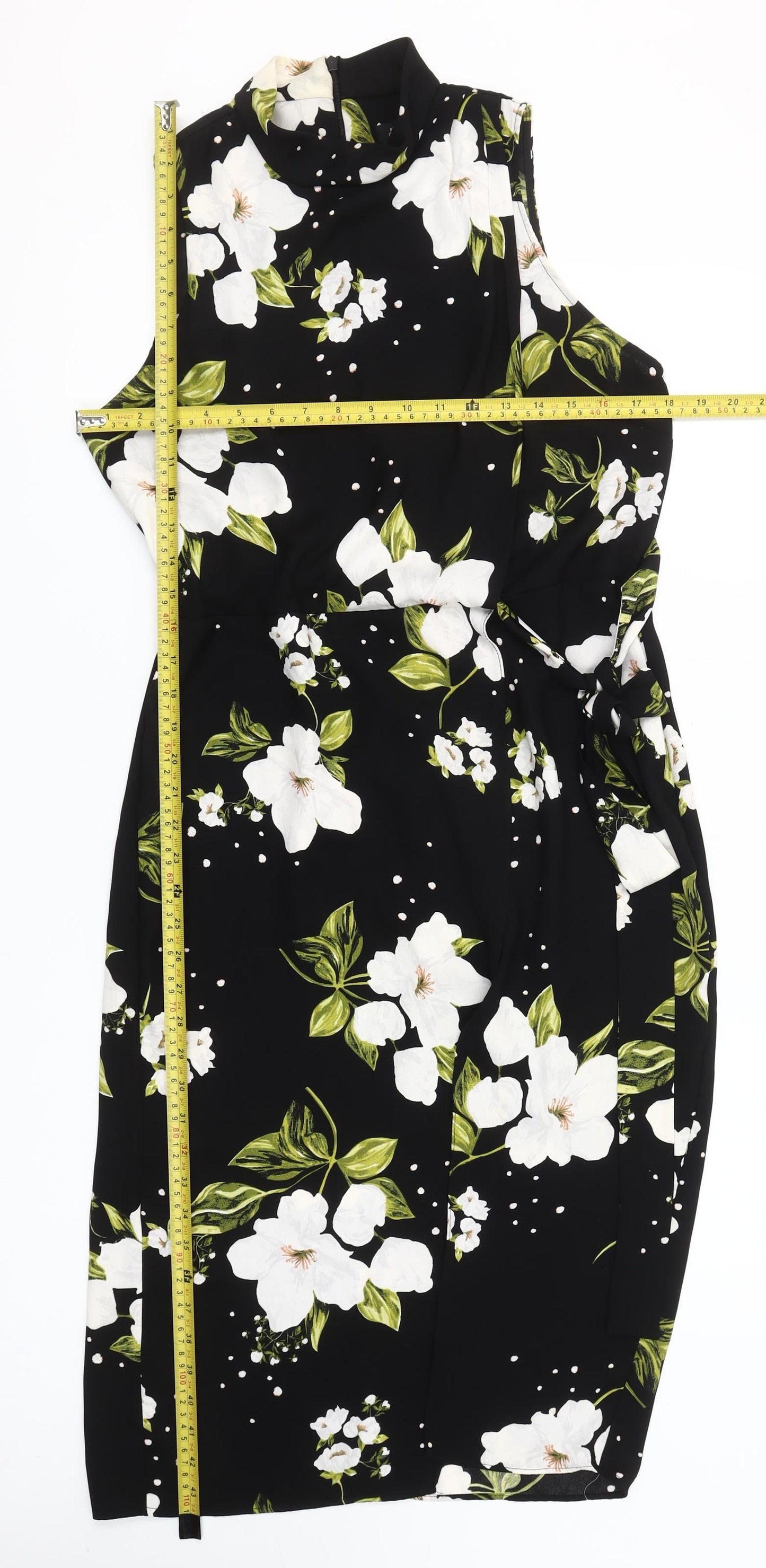 River Island Womens Black Floral Sheath Dress Size 12 Sleeveless