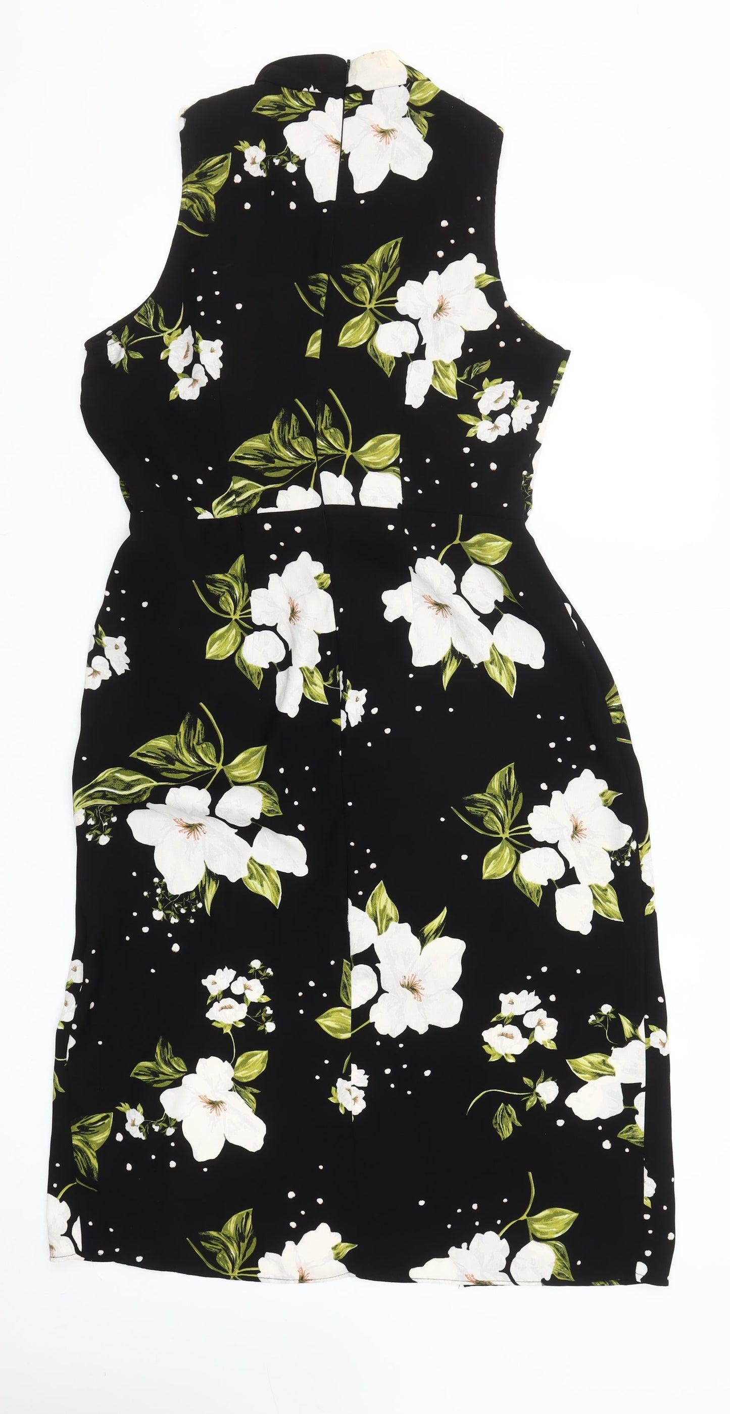 River Island Womens Black Floral Sheath Dress Size 12 Sleeveless
