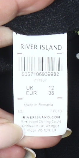 River Island Womens Black Floral Sheath Dress Size 12 Sleeveless