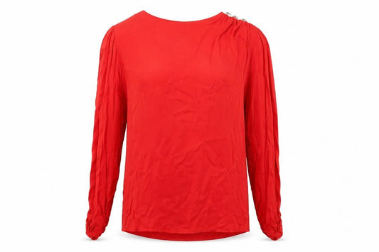 Savida Women’s Red Long Sleeve Blouse Size 12 Viscose Top