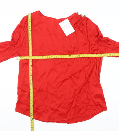 Savida Women’s Red Long Sleeve Blouse Size 12 Viscose Top