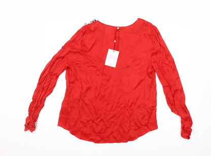 Savida Women’s Red Long Sleeve Blouse Size 12 Viscose Top