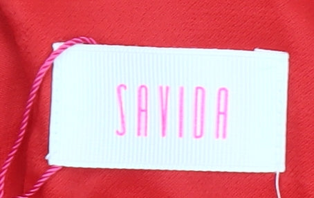 Savida Women’s Red Long Sleeve Blouse Size 12 Viscose Top
