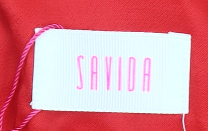 Savida Women’s Red Long Sleeve Blouse Size 12 Viscose Top