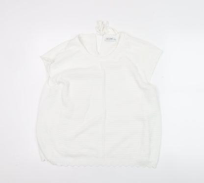 Gallery Women’s White Knit Pullover Jumper Size M Cap Sleeve