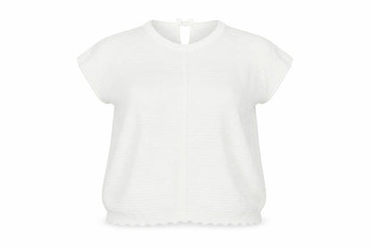 Front view of Gallery Women’s White Knit jumper, size M, Cap Sleeve
