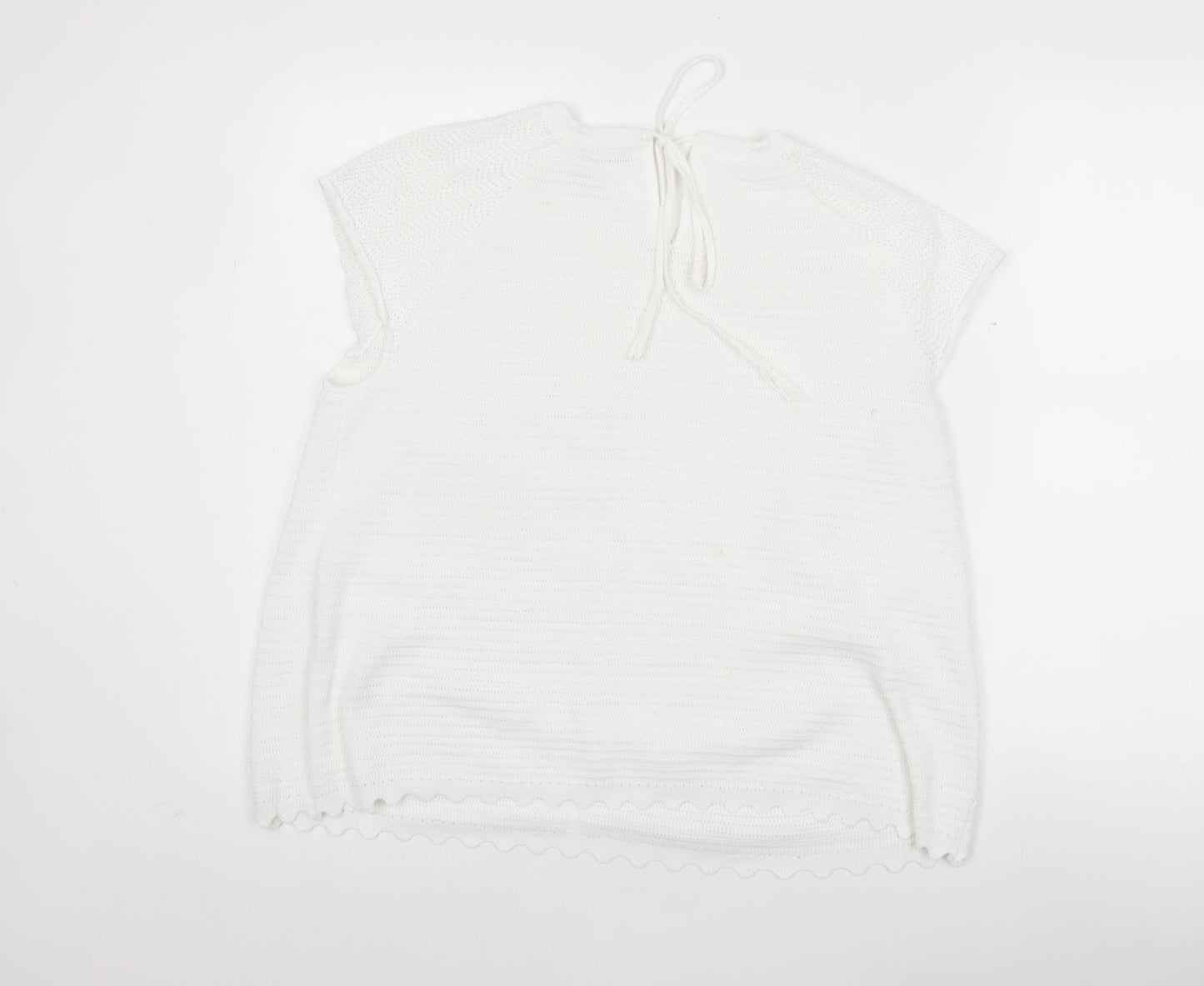Gallery Women’s White Knit Pullover Jumper Size M Cap Sleeve