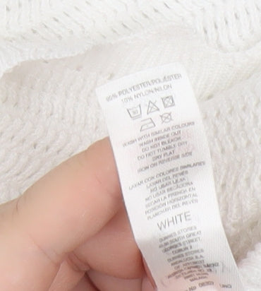 Gallery Women’s White Knit Pullover Jumper Size M Cap Sleeve