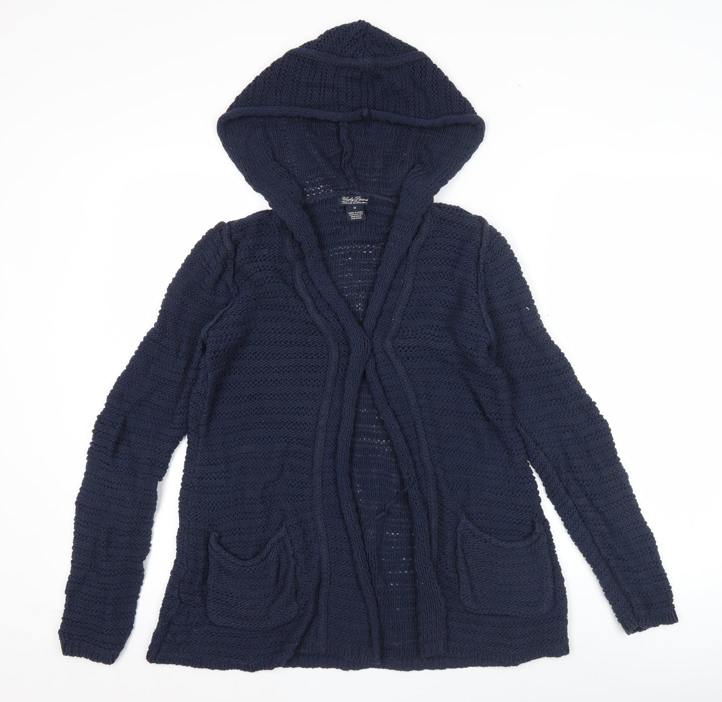 Lucky Brand Women’s Blue Knit Hooded Cardigan Jumper Size M