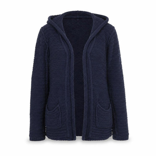 Lucky Brand Women’s Blue Knit Hooded Cardigan Jumper Size M