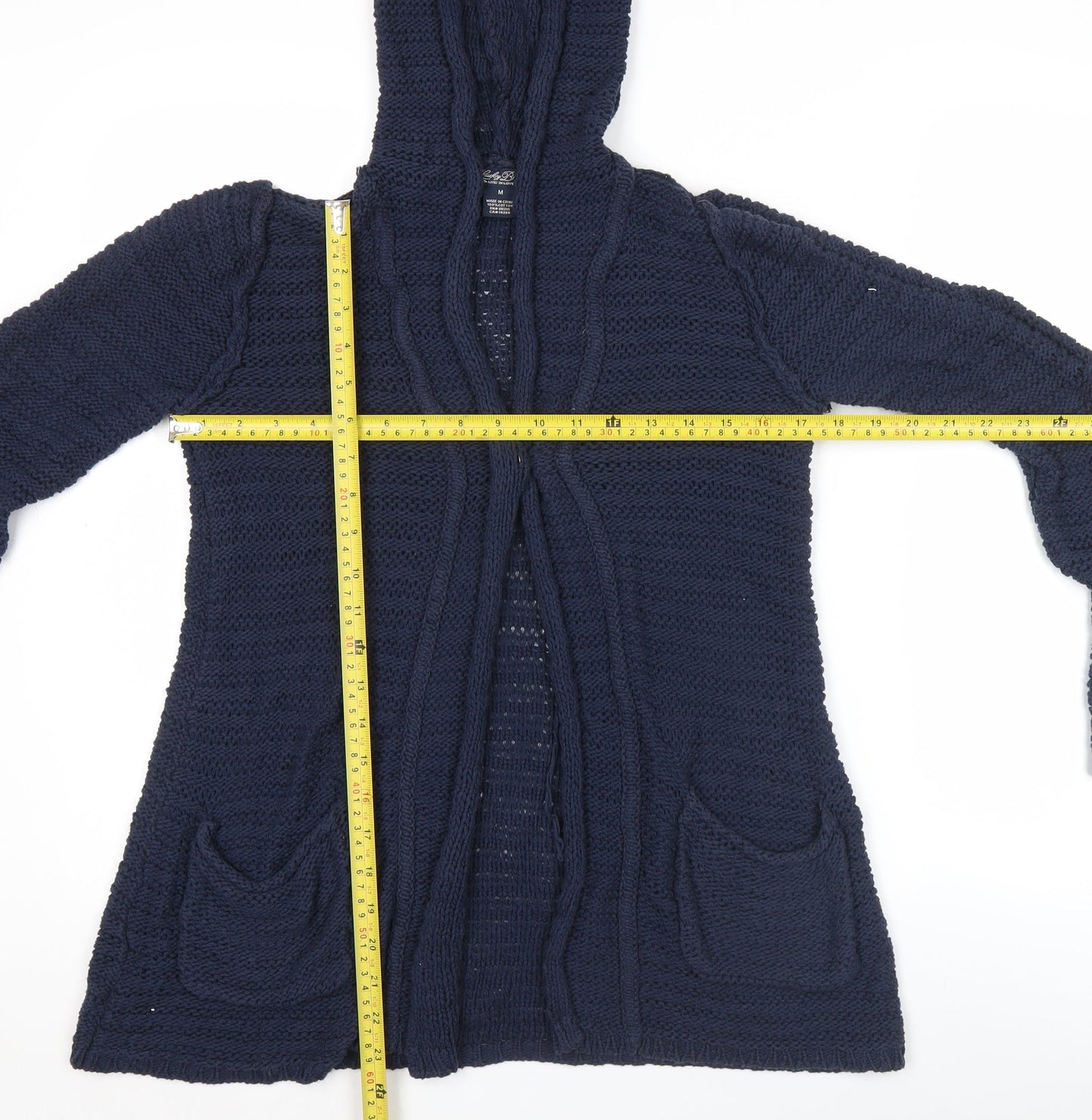 Lucky Brand Women’s Blue Knit Hooded Cardigan Jumper Size M
