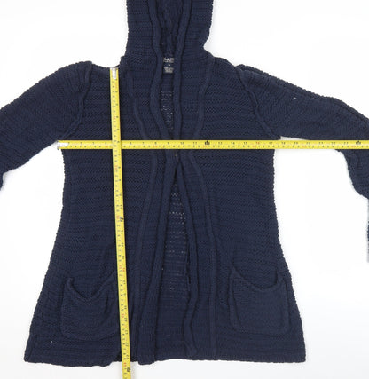 Lucky Brand Women’s Blue Knit Hooded Cardigan Jumper Size M