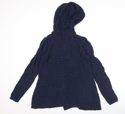 Lucky Brand Women’s Blue Knit Hooded Cardigan Jumper Size M
