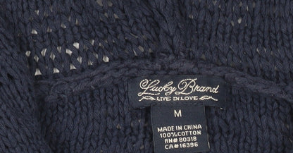 Lucky Brand Women’s Blue Knit Hooded Cardigan Jumper Size M