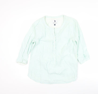 Dash Womens Green Tunic Blouse Size 12 Linen Cotton 3/4 Sleeve