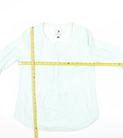 Dash Womens Green Tunic Blouse Size 12 Linen Cotton 3/4 Sleeve
