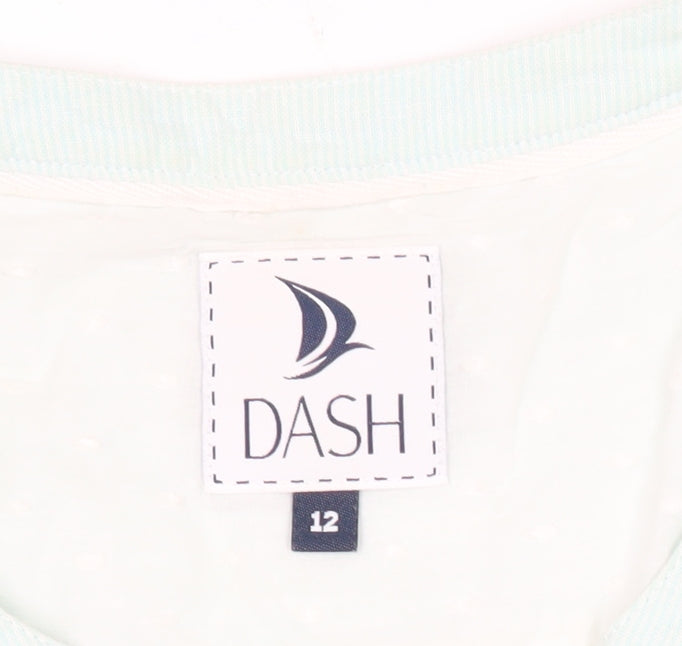 Dash Womens Green Tunic Blouse Size 12 Linen Cotton 3/4 Sleeve