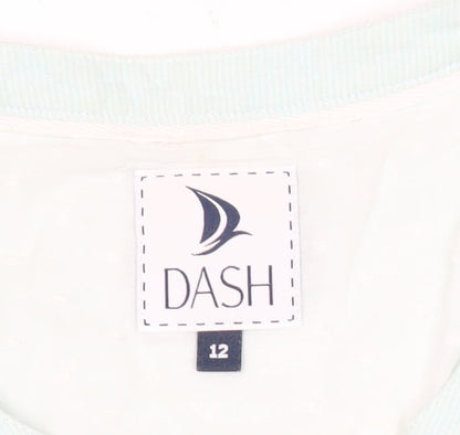 Dash Womens Green Tunic Blouse Size 12 Linen Cotton 3/4 Sleeve