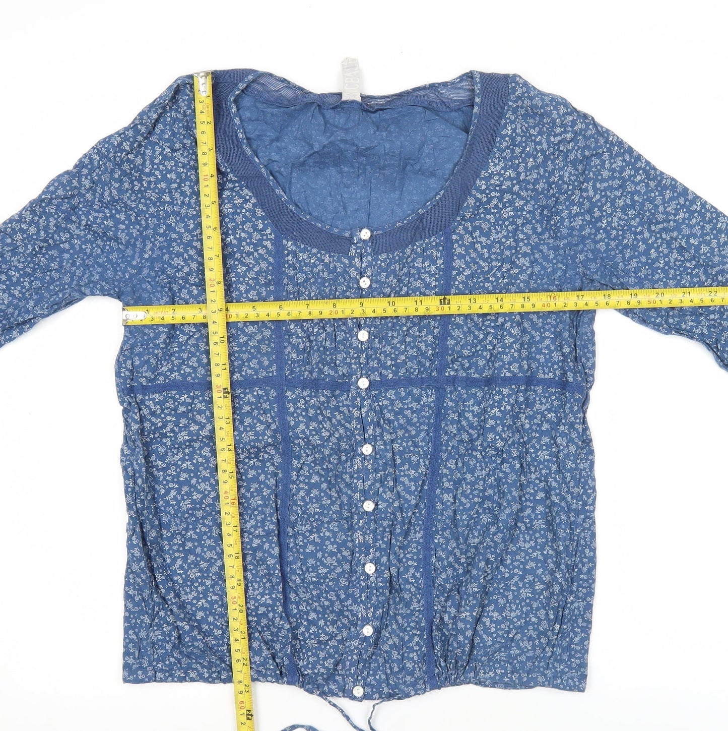 Springfield Women’s Blue Floral Cotton Tunic Blouse Size 14
