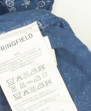 Springfield Women’s Blue Floral Cotton Tunic Blouse Size 14