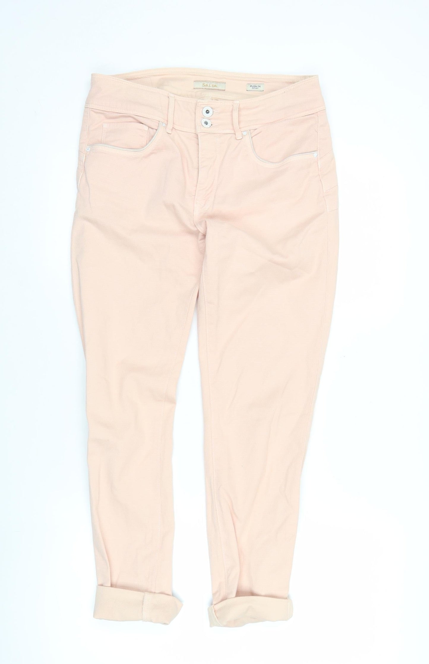 Salsa Womens Pink Skinny Jeans Size 12 Slim Fit Mid Rise