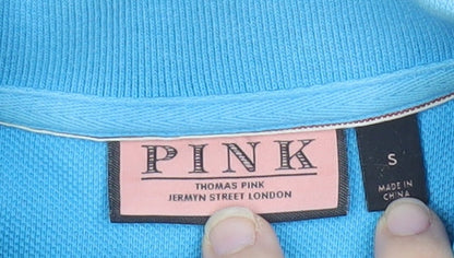 Thomas Pink Men's Blue Slim Fit Cotton Polo Shirt Size S